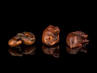 Three Japanese Carved Boxwood Netsuke