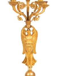 A Pair of Empire Style Gilt Bronze Figural Candelabra
