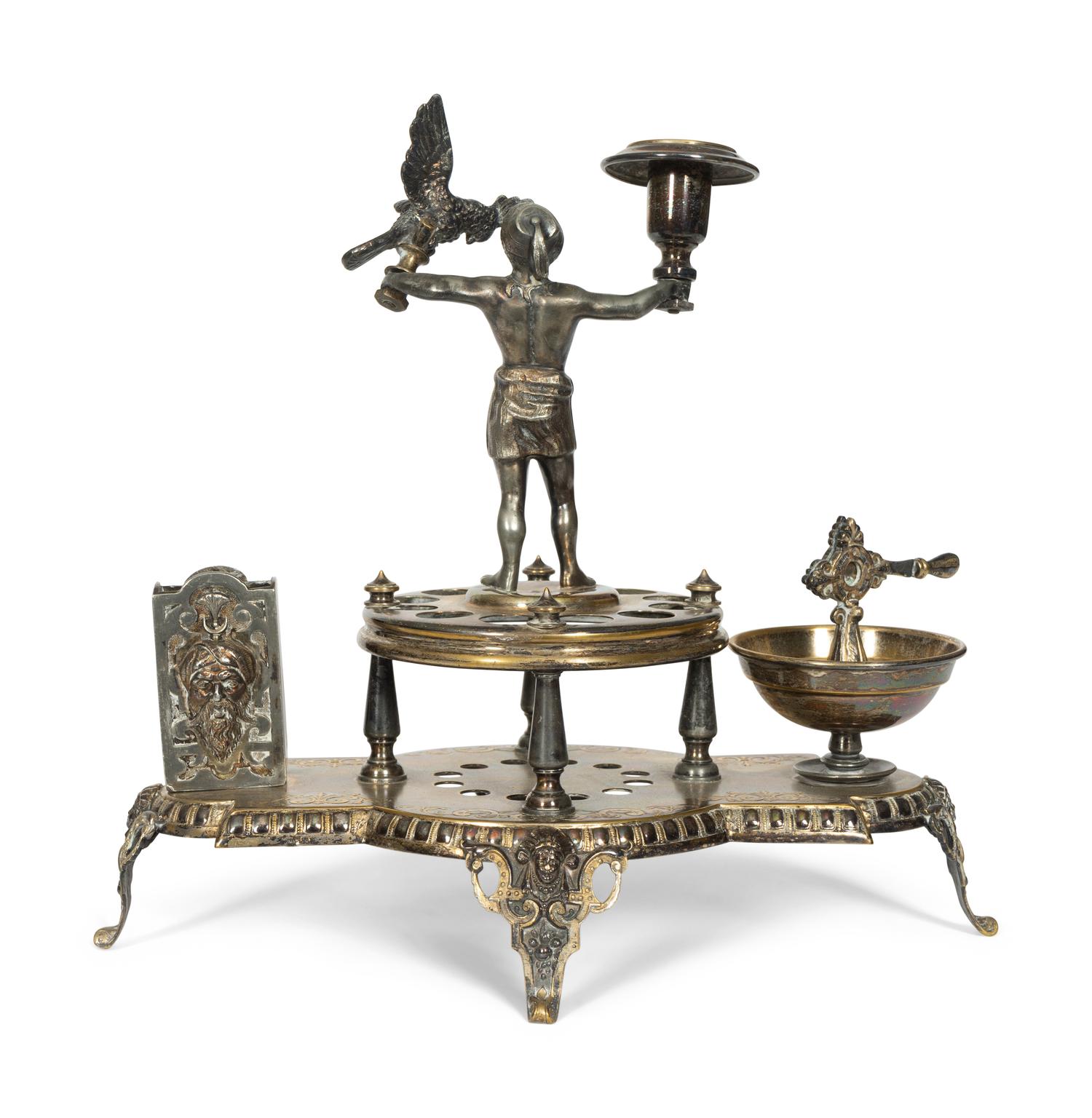 A German Silver-Plate Smoking Stand