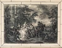 Four French Etched Scrimshaw Panels Height 8 1/2 x width 6 inches. — EARLY 19TH CENTURY