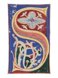 TUSCAN ILLUMINATOR Decorated initial ‘S’, from an Atlantic Bible, in Latin, illuminated manuscript on parchment [Tuscany, c. 1175–1200]