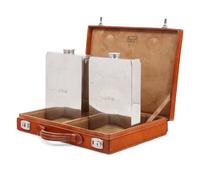 A Leather-Cased Set of Silver-Plate Flasks Retailed by Abercrombie & Fitch