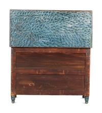 A Country Blue Sponge Paint-Decorated Pine and Poplar Five-Drawer Blanket Chest, 19th Century