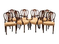 A Set of Eight Georgian Style Inlaid Mahogany Dining Chairs — 19TH/20TH CENTURY