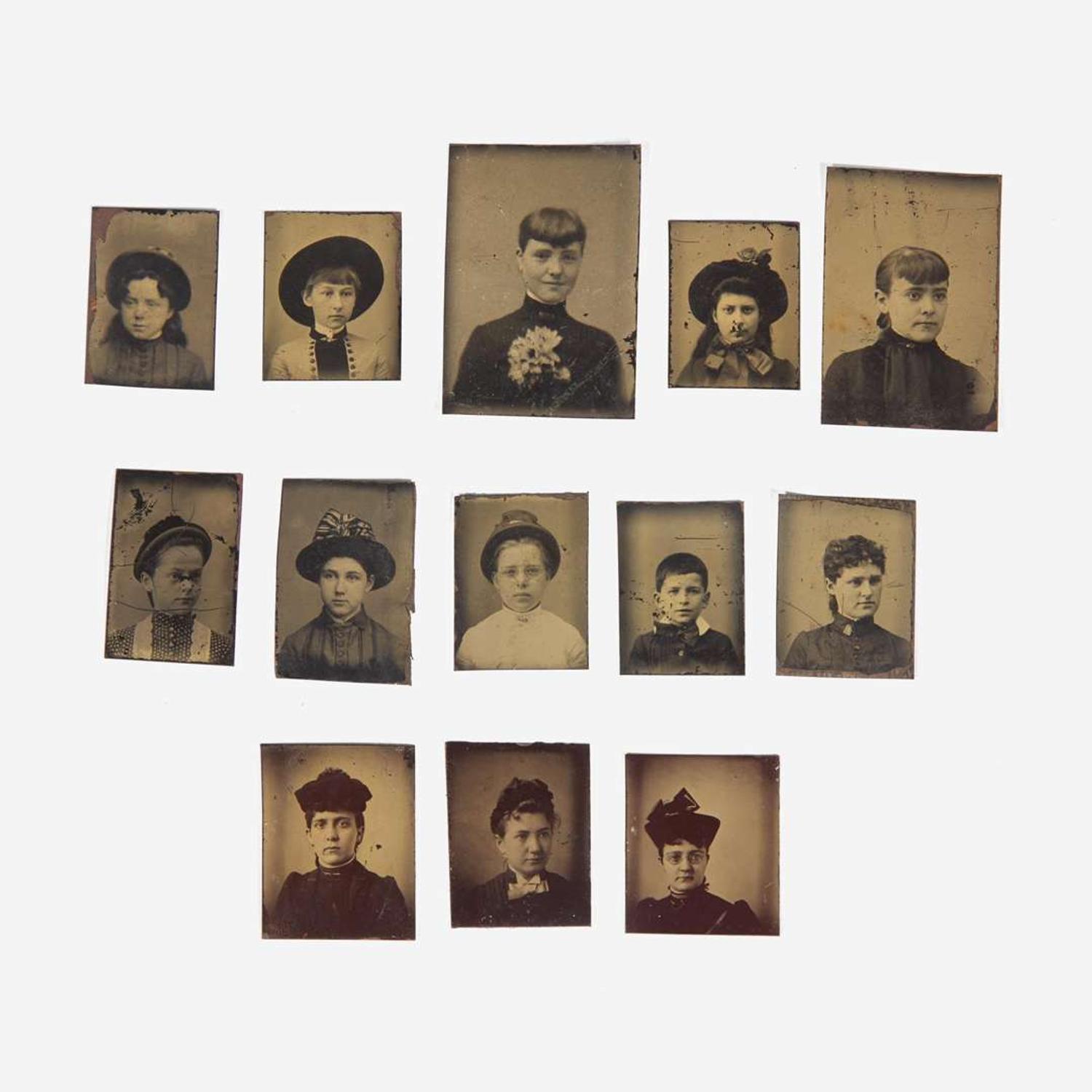 A large collection of seventy-one tintypes / ferrotypes, ambrotypes, and daguerreotypes circa 1860-1900