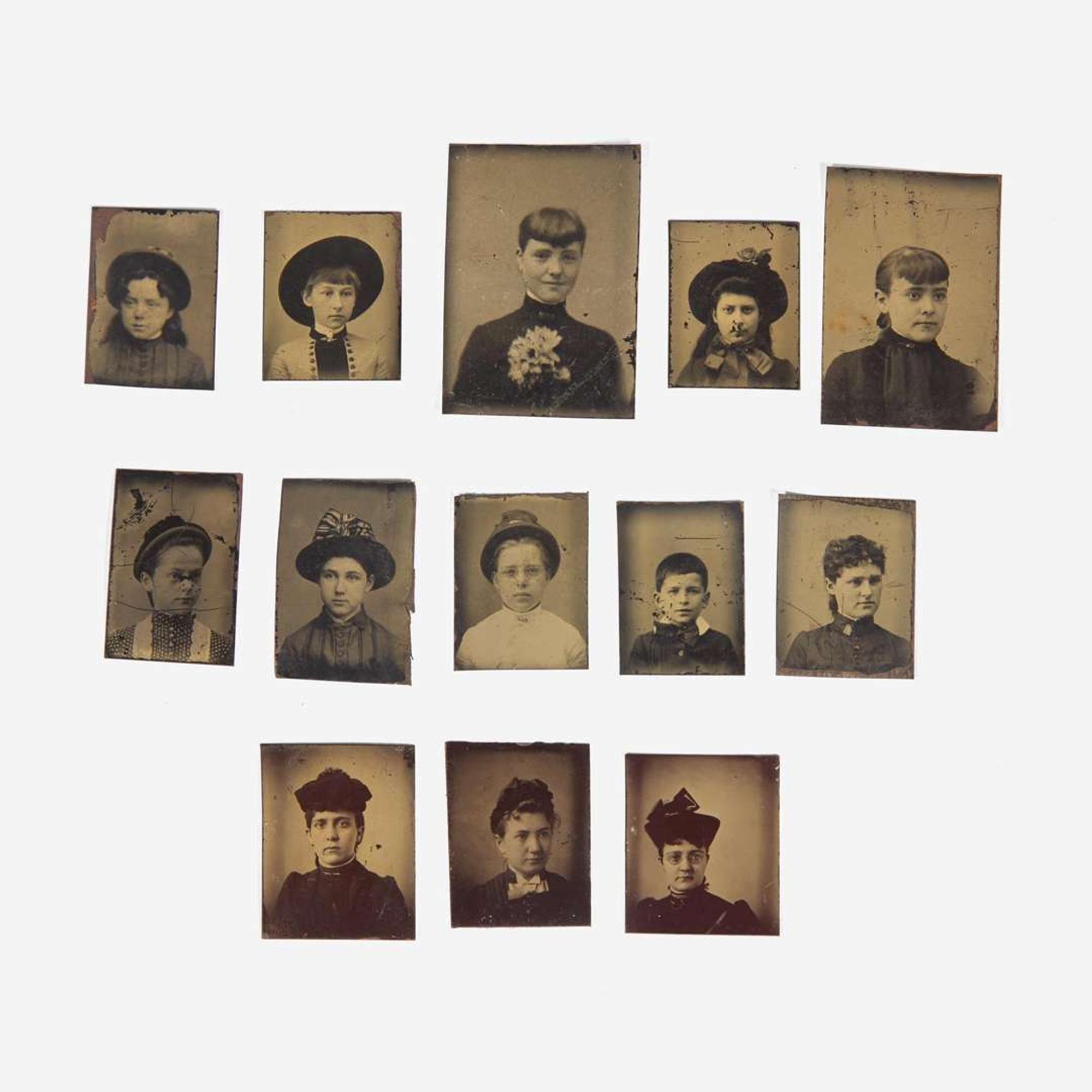 A large collection of seventy-one tintypes / ferrotypes, ambrotypes, and daguerreotypes circa 1860-1900