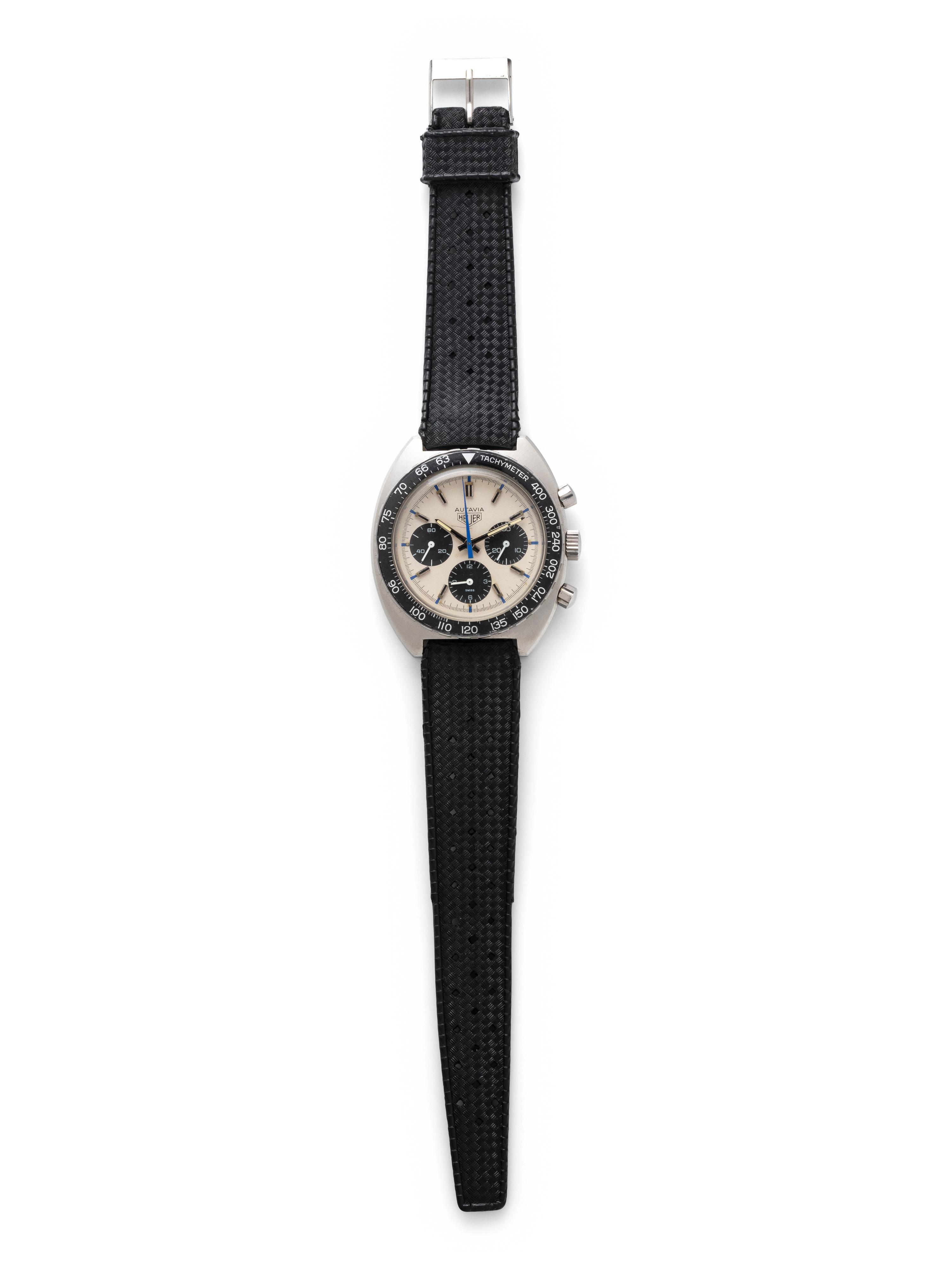 HEUER, VINTAGE, REF. 73663 STAINLESS STEEL 'AUTAVIA' CHRONOGRAPH WRISTWATCH