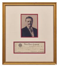 [Presidential] Roosevelt, Theodore. Partially-Printed Check, signed