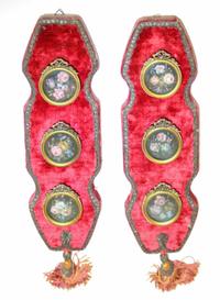 A Set of Two Continental Floral Rondels. Diameter 1 3/4 inches.