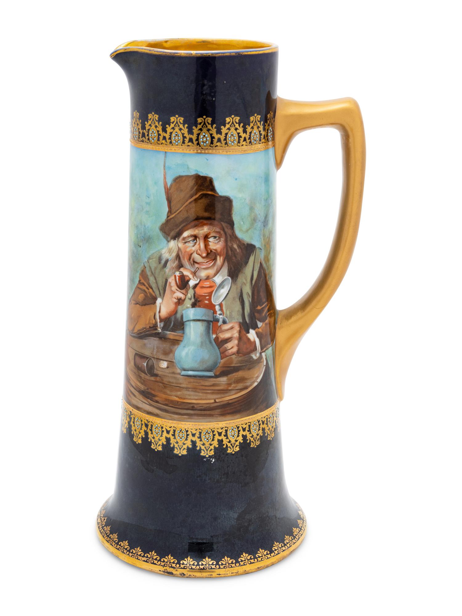 A Large Vienna Style Porcelain Pitcher