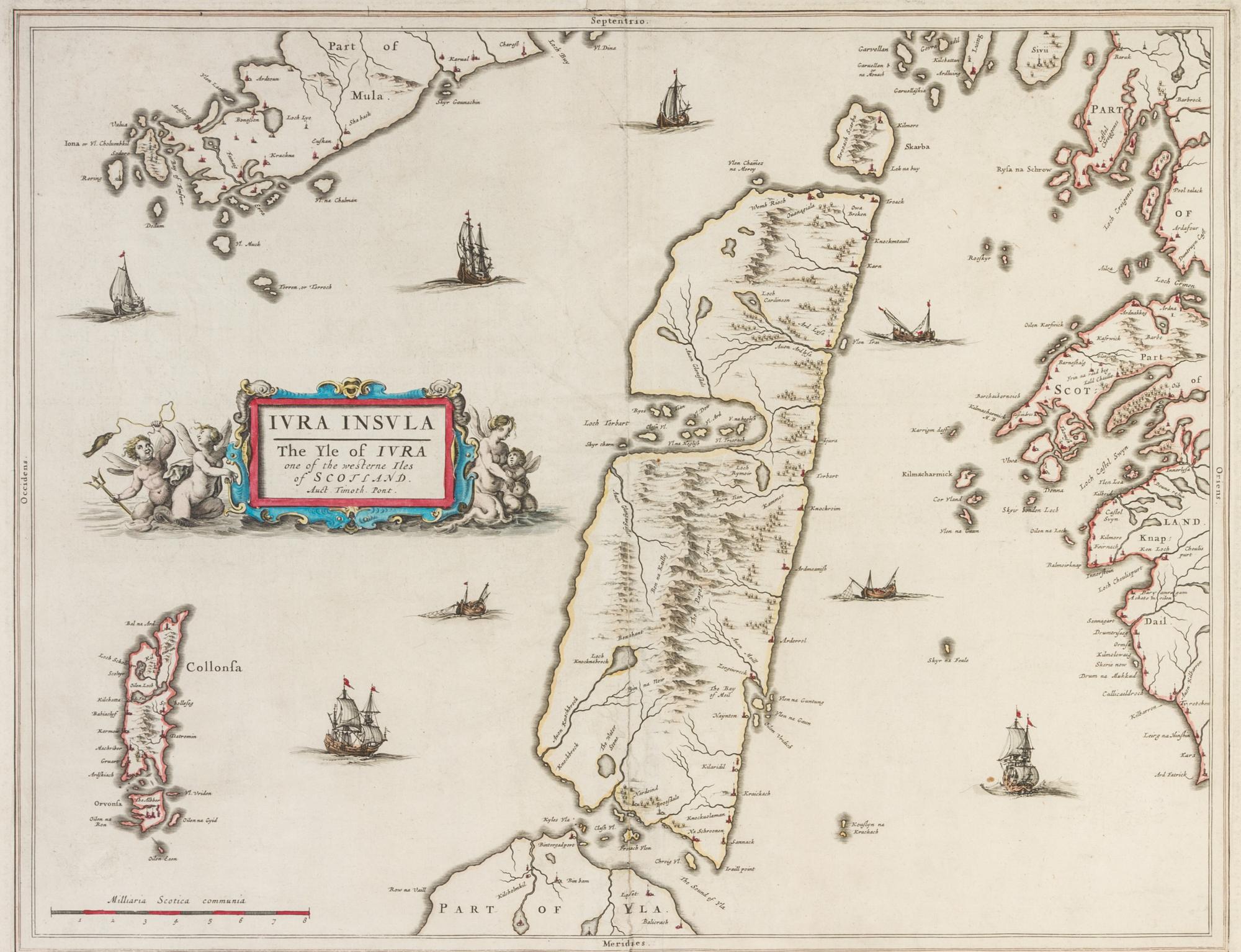 (MAP) BLAEU, JOHANNES. Iura Insula. The Yle of Iura, one of the Westerne Isles of Scotland. (Amsterdam, c. 1650).