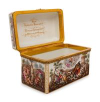 A Gilt Metal Mounted Meissen Porcelain Presentation Table Casket