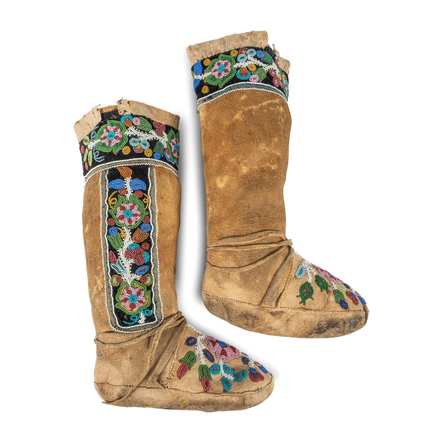 Cree Beaded Smoke-Tanned Moccasins