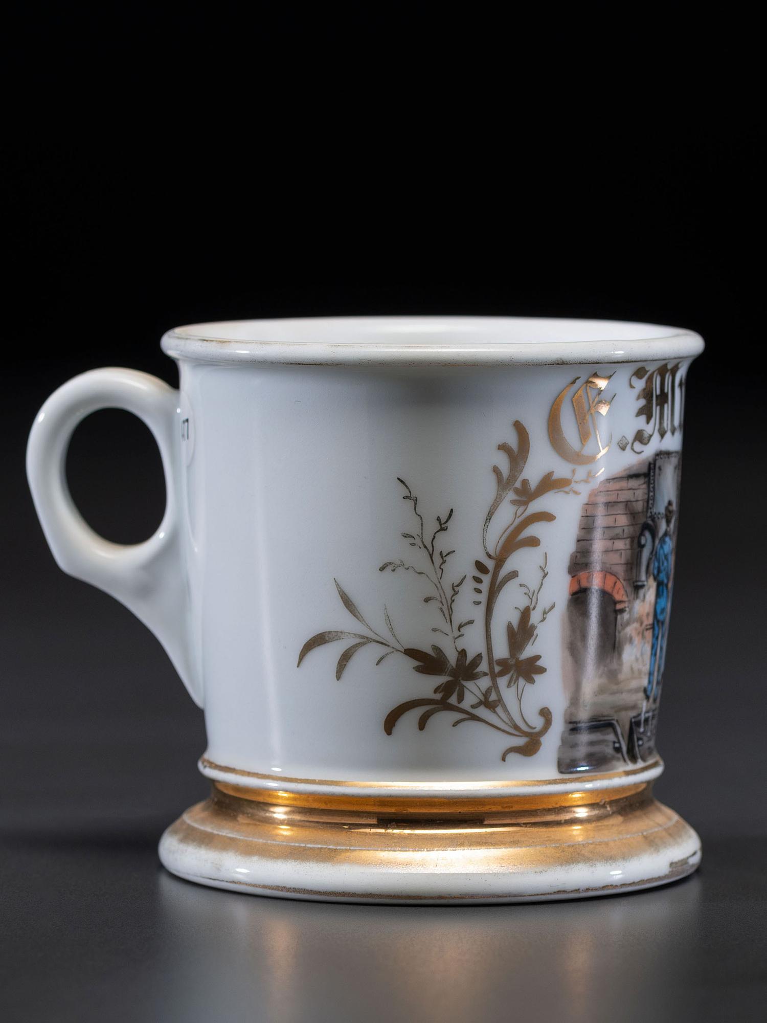 A Foundry Worker's Porcelain Occupational Shaving Mug