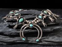 Navajo Silver and Turquoise Squash Blossom Necklace