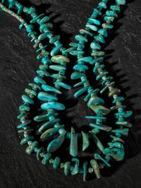 Pair of Navajo or Pueblo Single-strand Turquoise Tab Necklaces