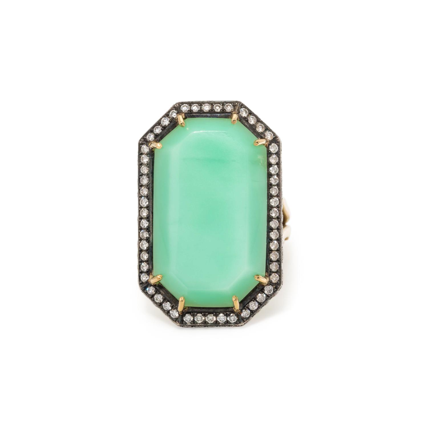 SYLVA & CIE, CHRYSOPRASE AND DIAMOND RING