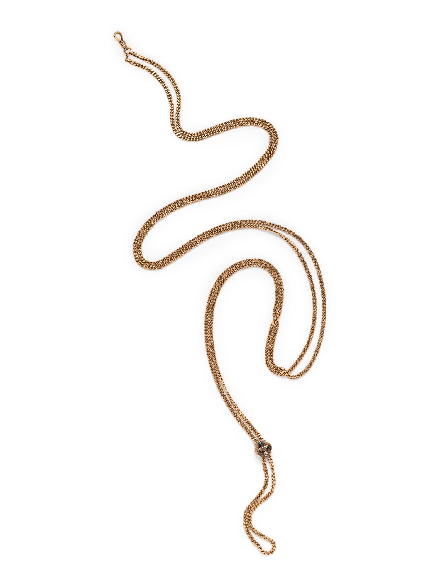 ANTIQUE, YELLOW GOLD LONGCHAIN SLIDE NECKLACE