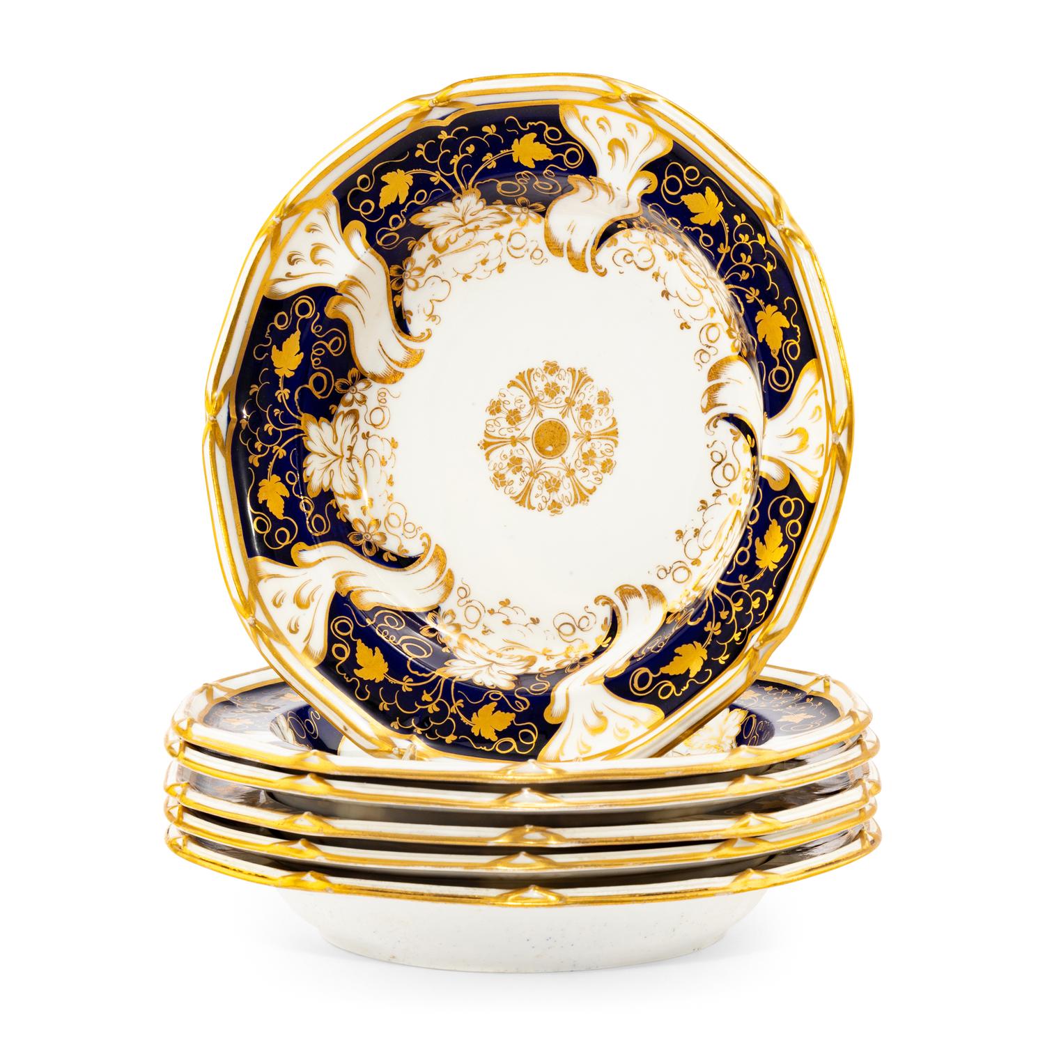A Set of Six Davenport Porcelain Dessert Plates
