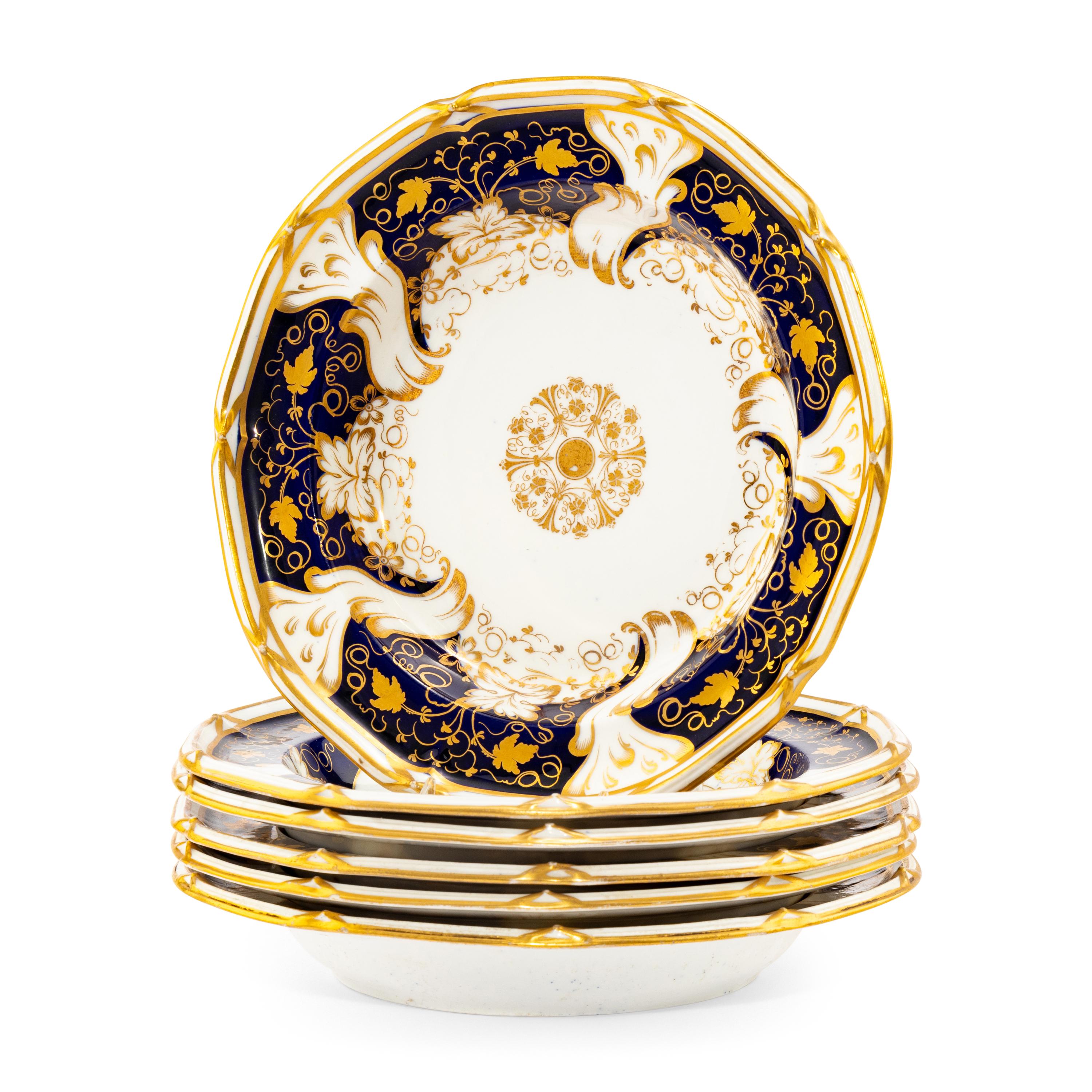 A Set of Six Davenport Porcelain Dessert Plates