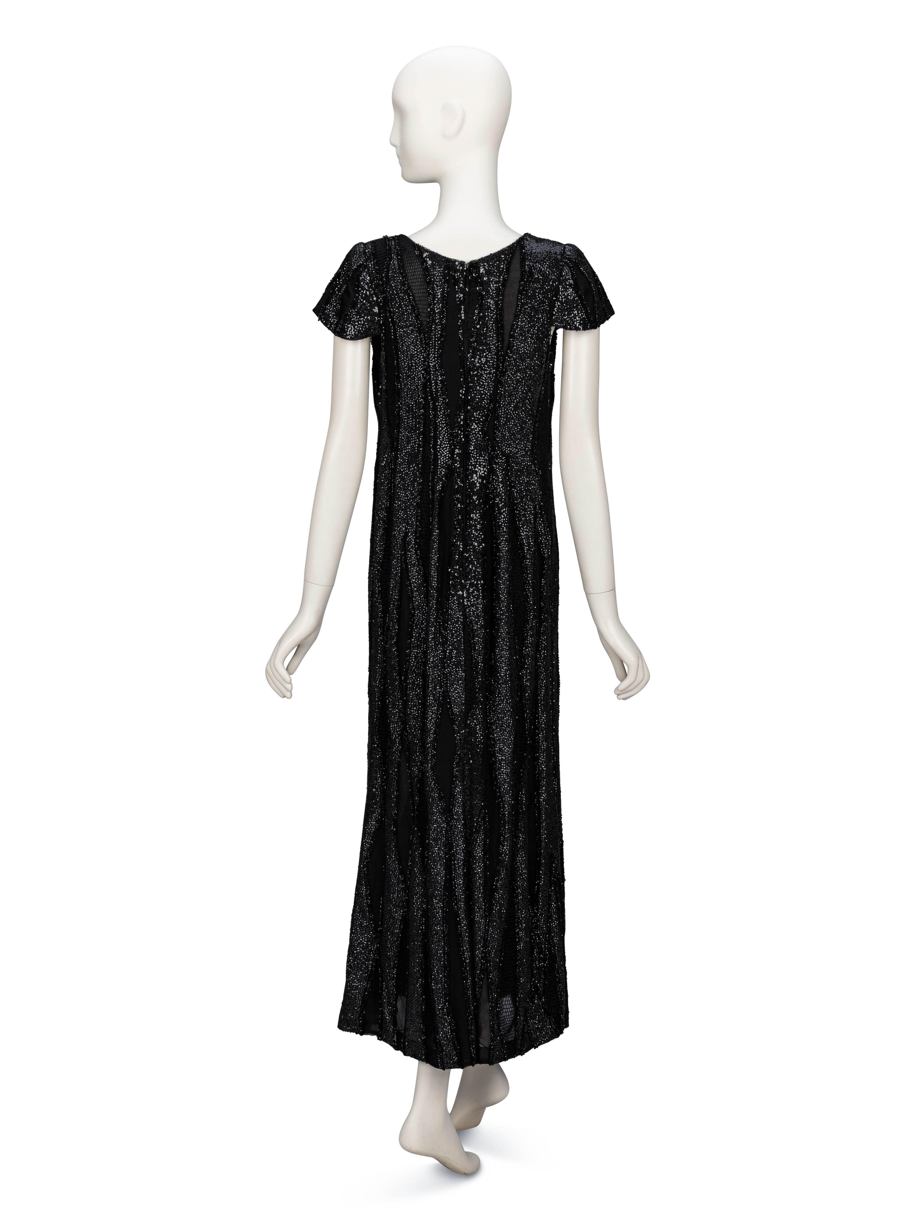 Valentino Couture, Haute Couture Black Beaded Column Gown