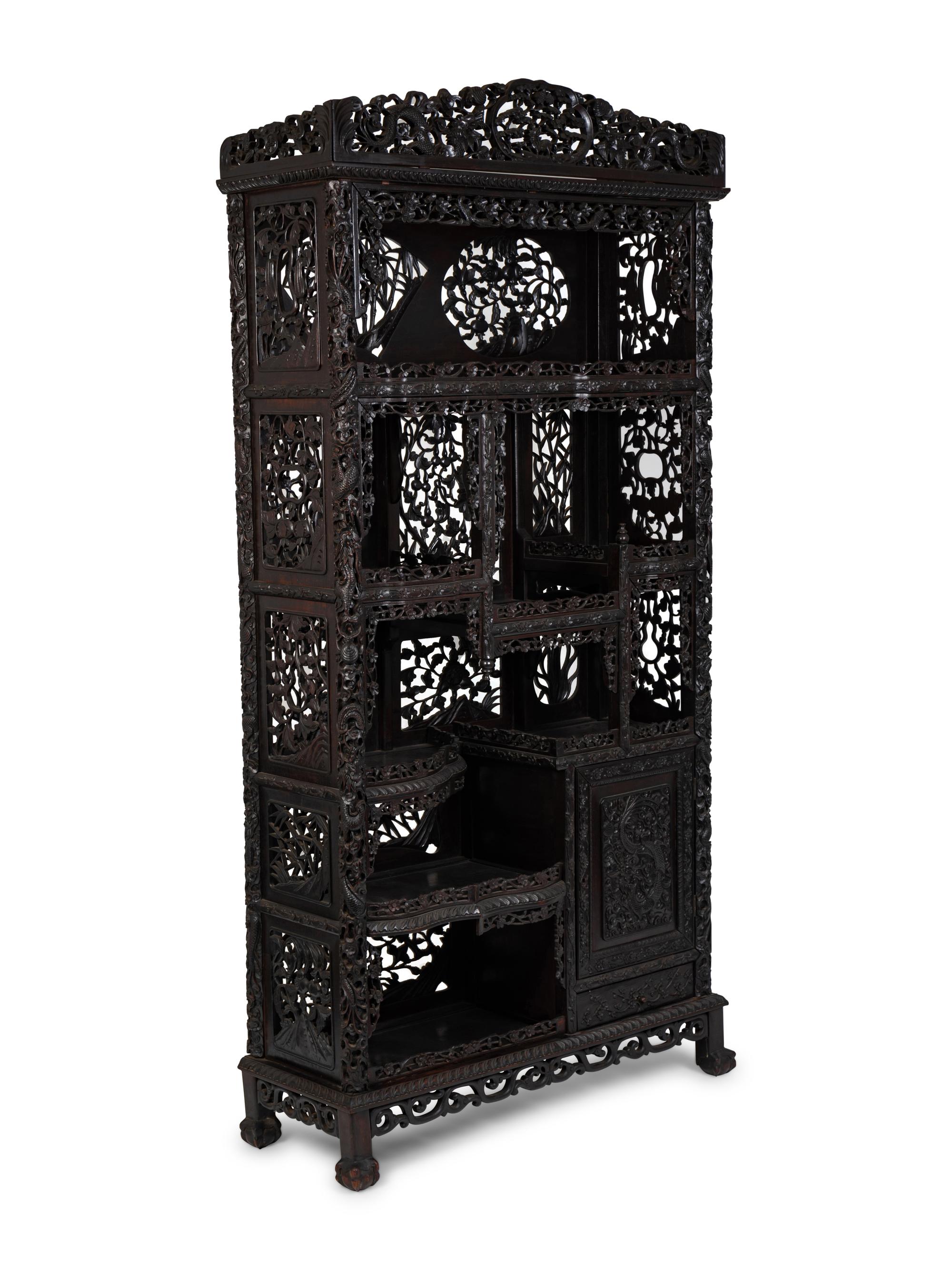 A Chinese Carved Hardwood Etagere — 20TH CENTURY