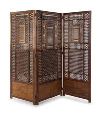 An Ottoman Three-Panel Floor Screen