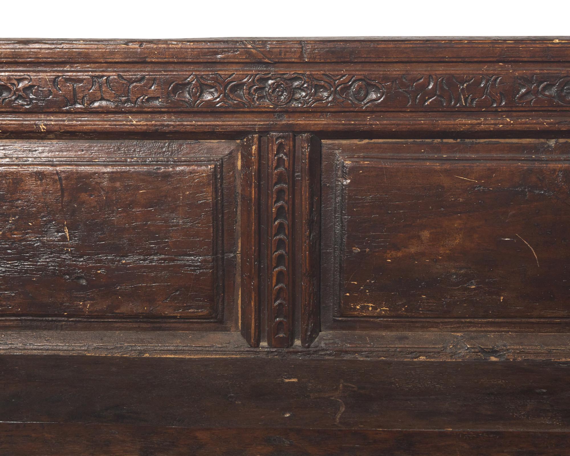 An unusual Charles II carved walnut bed, 17th century
