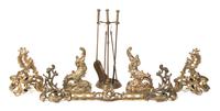 A Louis XV Style Brass Fire Fender Width 38 inches.