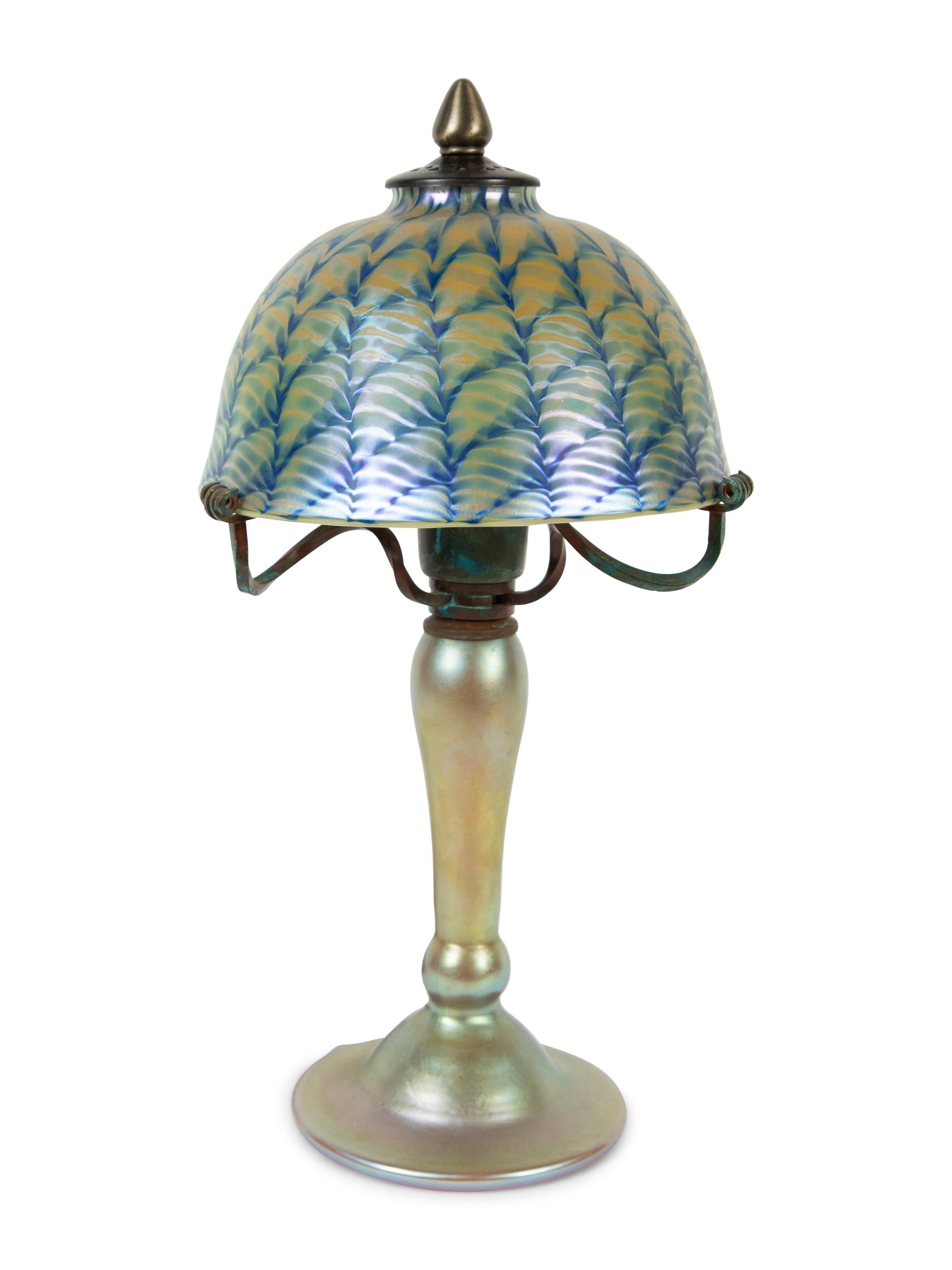 A Lundberg Studios Iridescent Glass Lamp