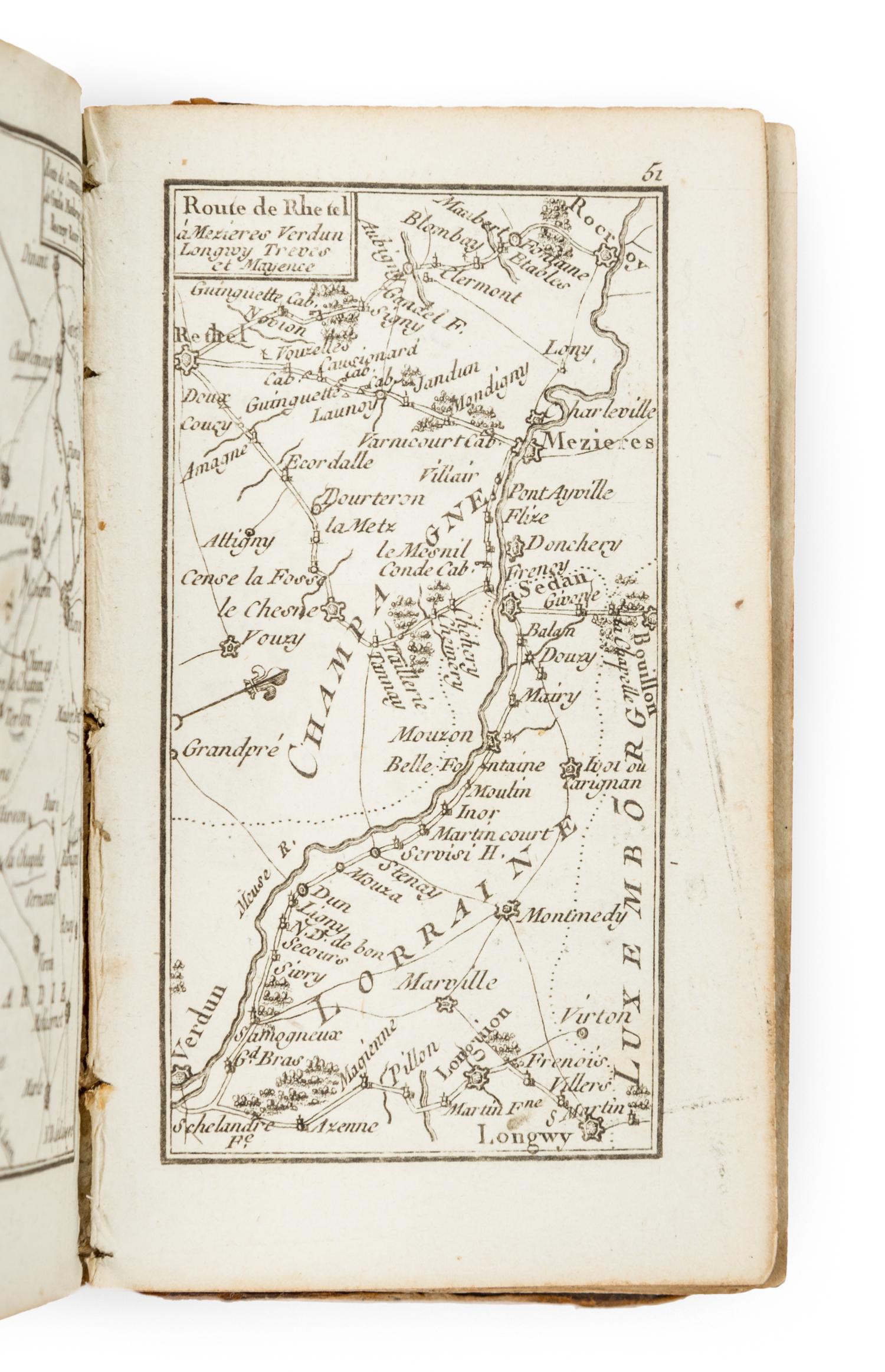 [ROAD ATLAS, MINIATURE]. DESNOS, Louis Charles (1725-1805) Etrennes utiles et nécéssaires aux commercans et voyageurs. Paris, 1771.