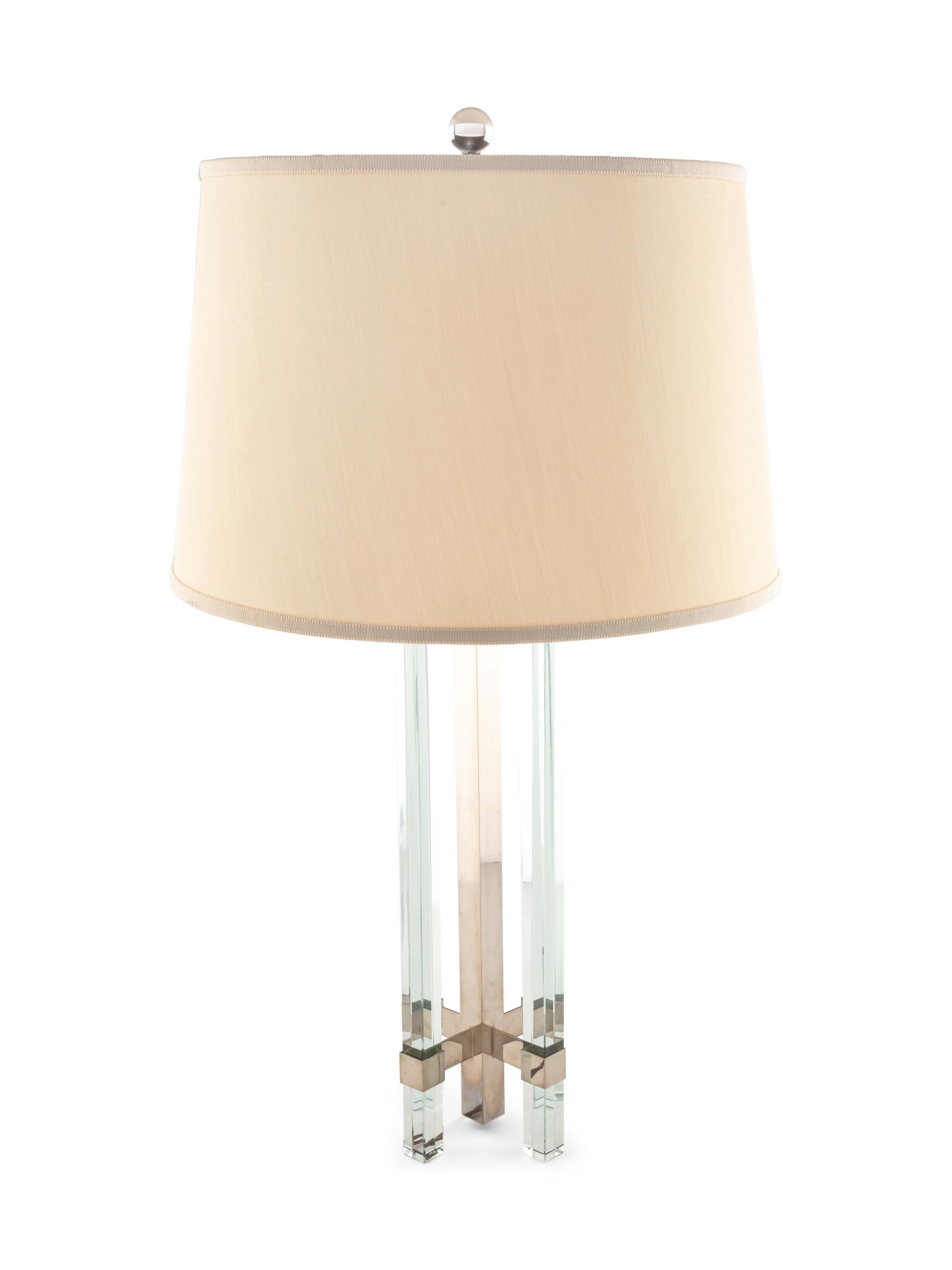 A Fontana Arte Glass and Nickel-Plated Brass Table Lamp