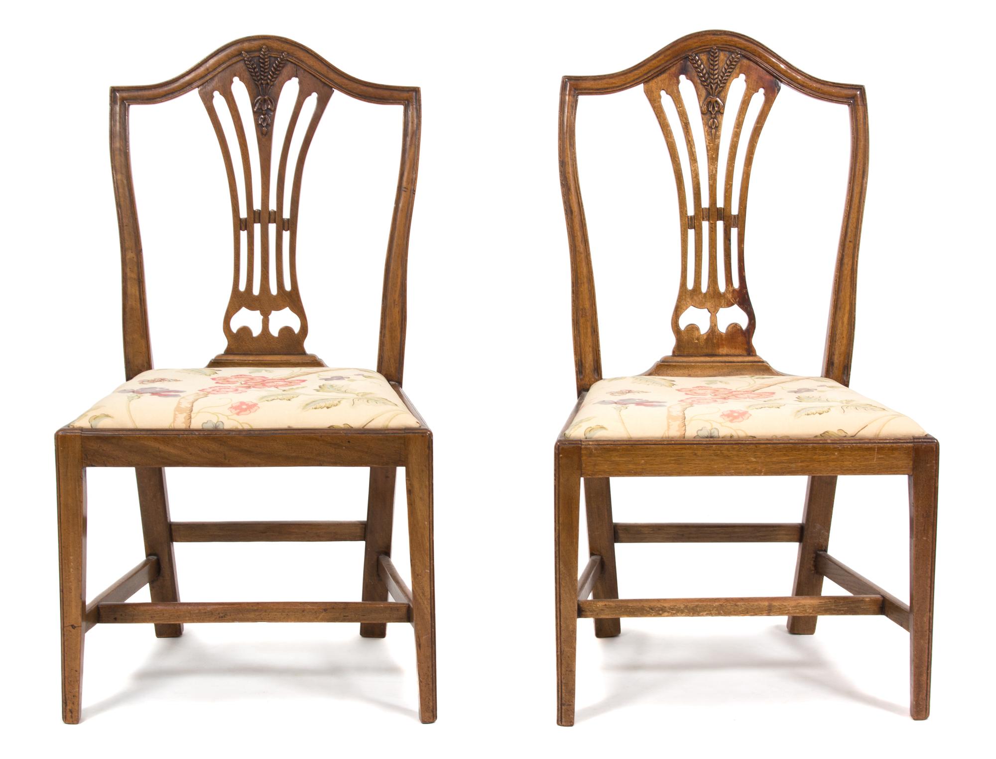 A Pair of George III Style Mahogany Side Chairs Height 37 inches. — 20TH CENTURY