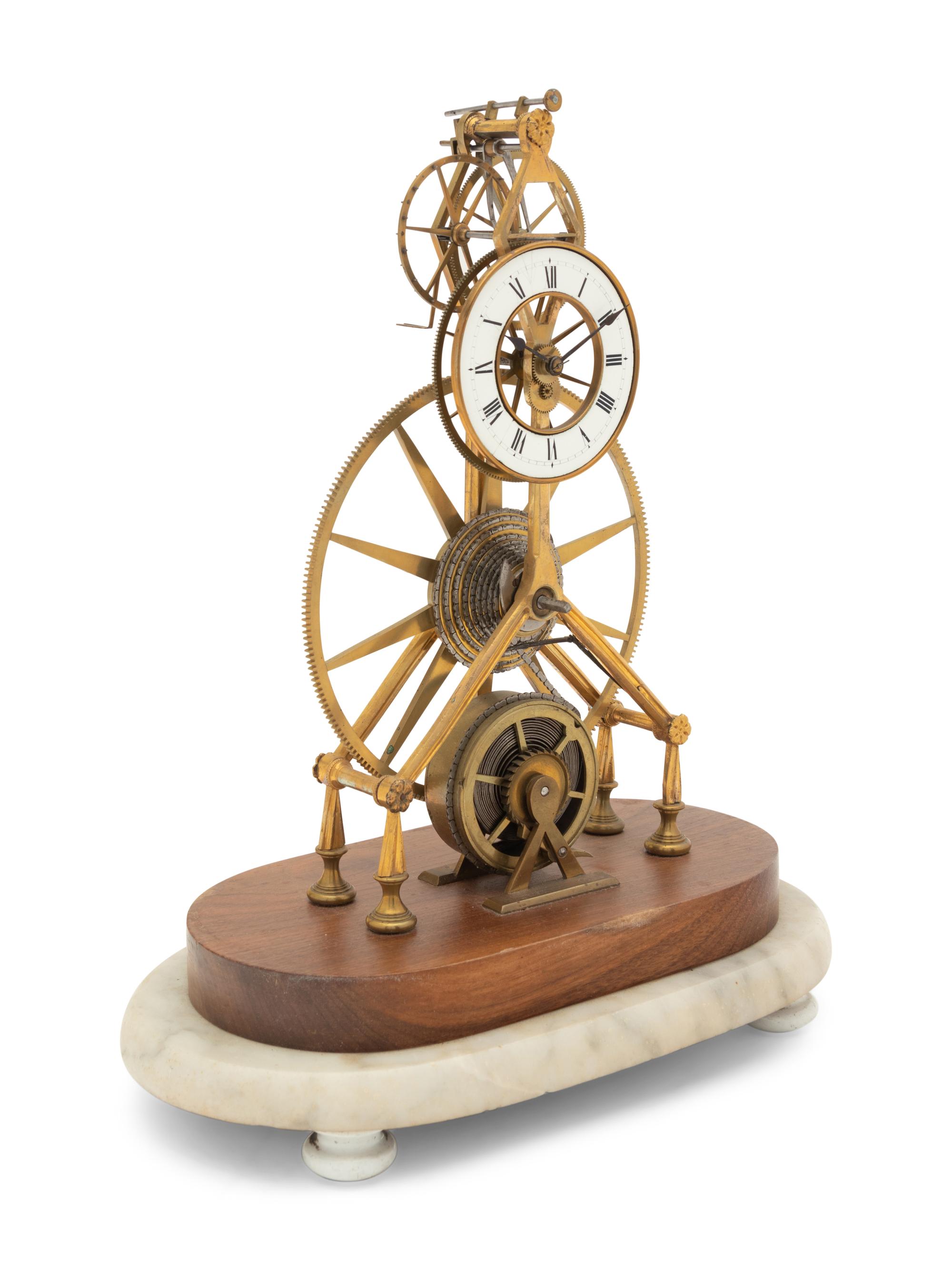 A Brass Skeleton Clock