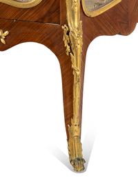 A Louis XV Style Gilt Bronze Mounted Kingwood and Marquetry Marble-Top Vitrine