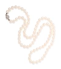 CULTURED PEARL AND DIAMOND NECKLACE