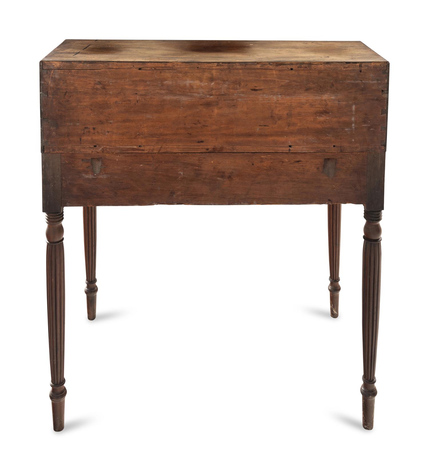 A Late Federal Brass-Mounted Mahogany and Maple Campaign Desk