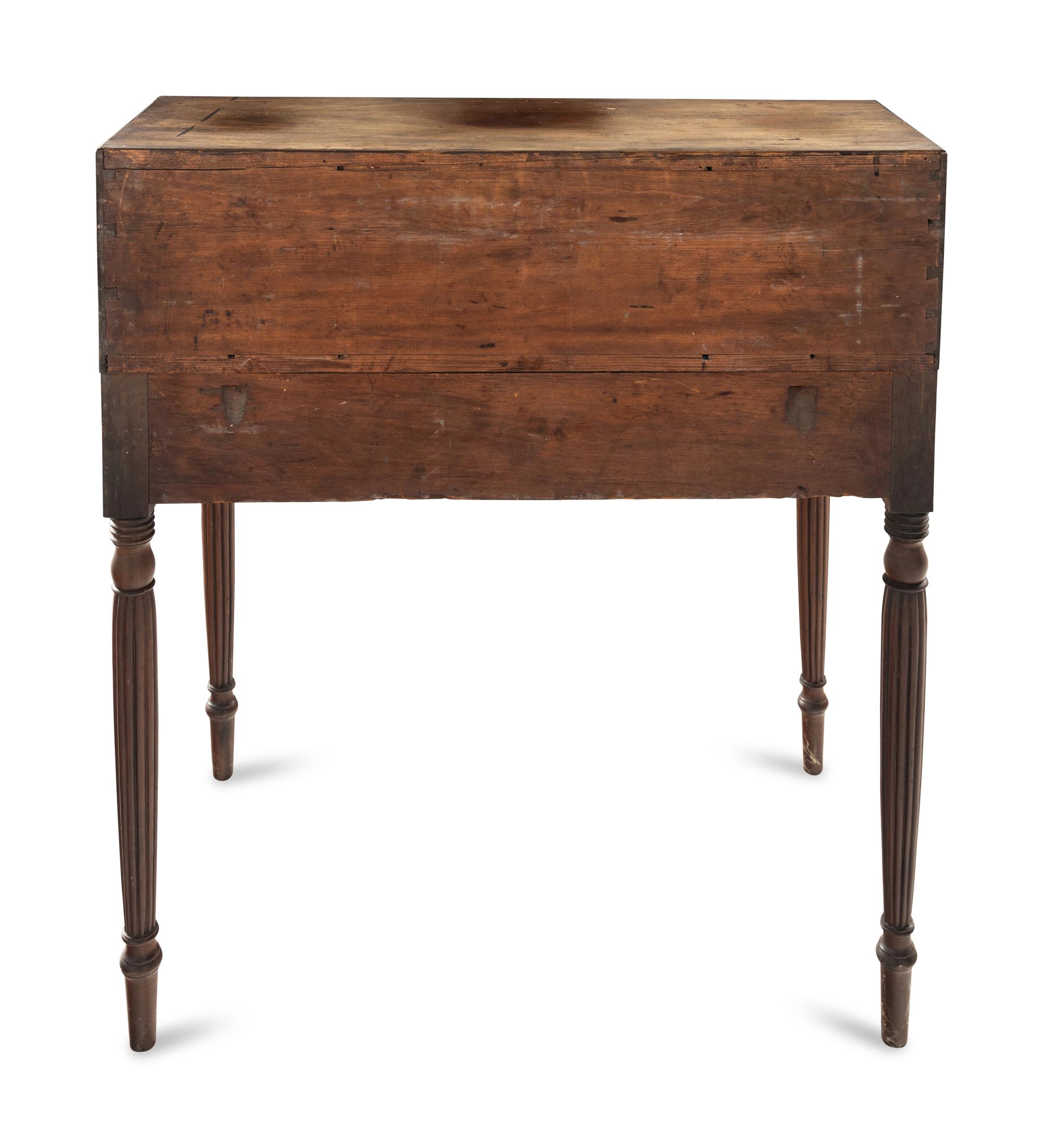 A Late Federal Brass-Mounted Mahogany and Maple Campaign Desk
