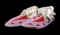 A Pair of Sioux Beaded Moccasins Length 10 inches.