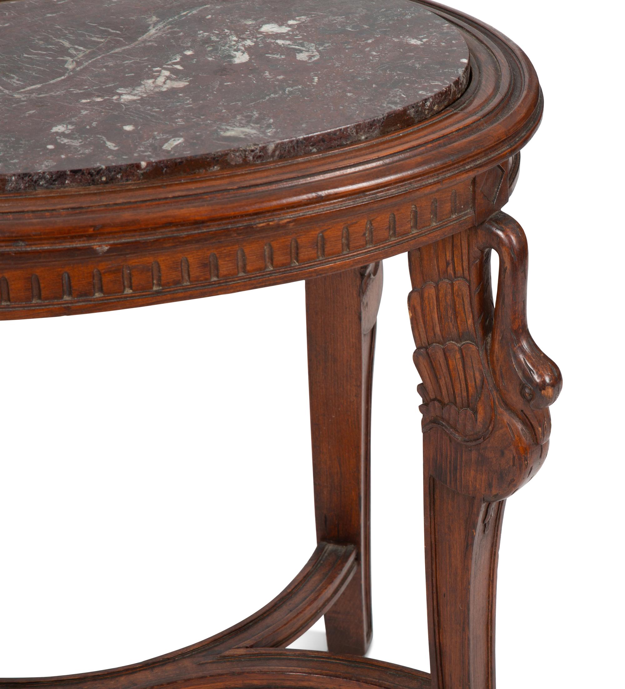 A Louis XVI Style Marble Top Oval Side Table