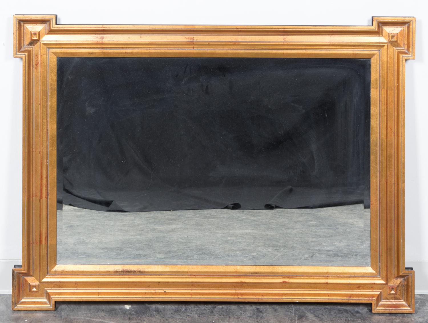 A Neoclassical Style Giltwood Mirror Height 33 1/4 x width 45 inches.
