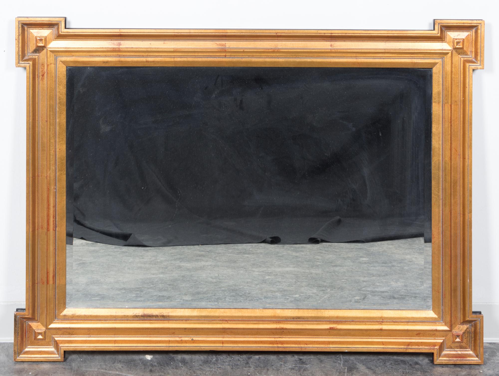 A Neoclassical Style Giltwood Mirror Height 33 1/4 x width 45 inches.