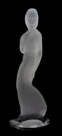 A Lalique Molded and Frosted Glass Standing Female Figure Height 15 inches. — 20TH CENTURY