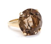 A 14 Karat Yellow Gold and Smokey Quartz Ring, 9.00 dwts.