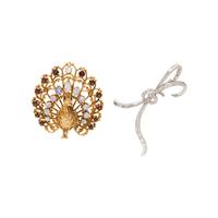 TWO MULTIGEM BROOCHES