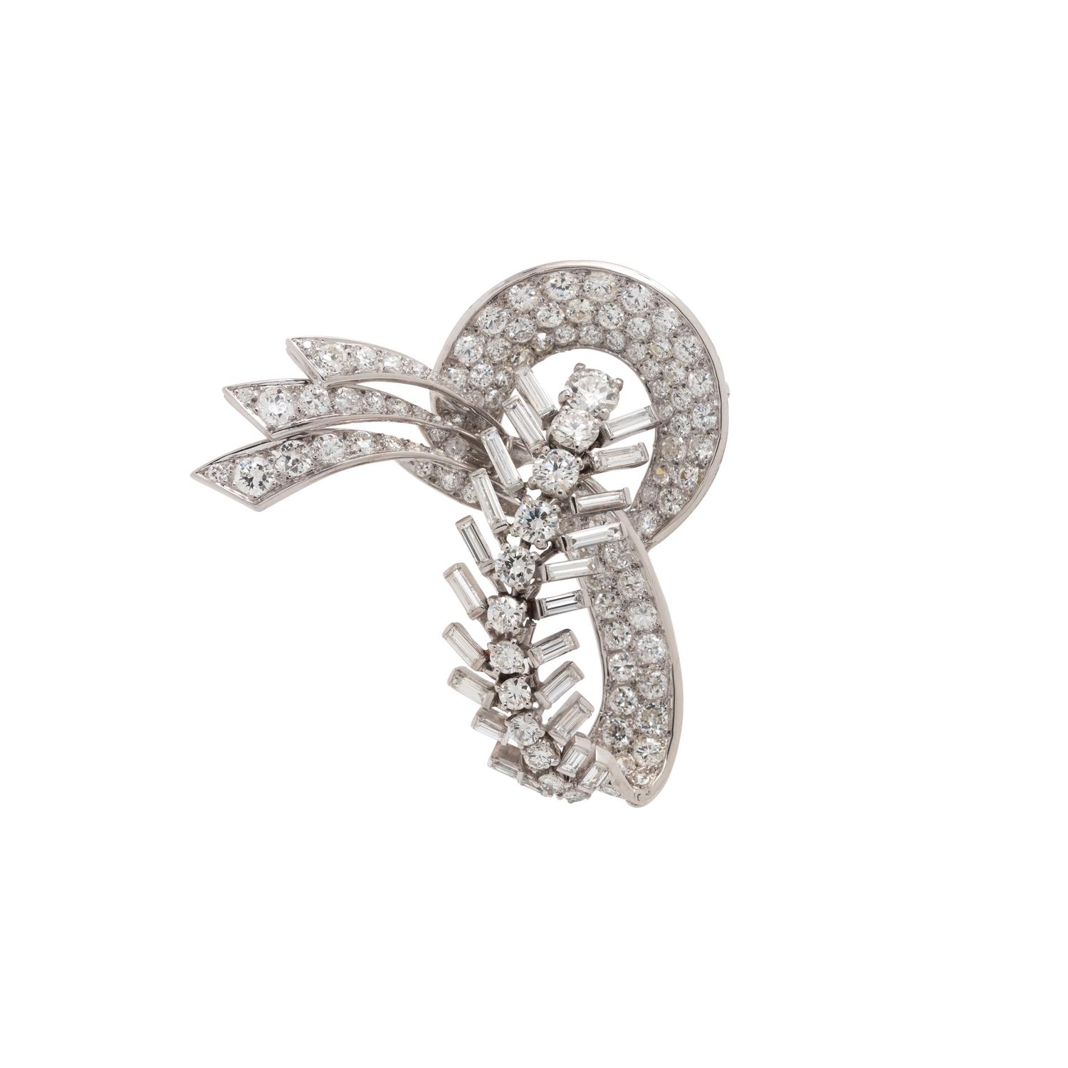 FRENCH, DIAMOND SPRAY BROOCH