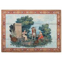 A Zuber & Cie Hand-Painted Scenic Wallpaper Panel Mounted on Wood