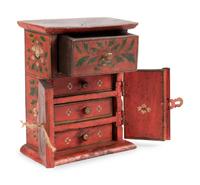 Four Chinese Gilt and Red Painted Articles