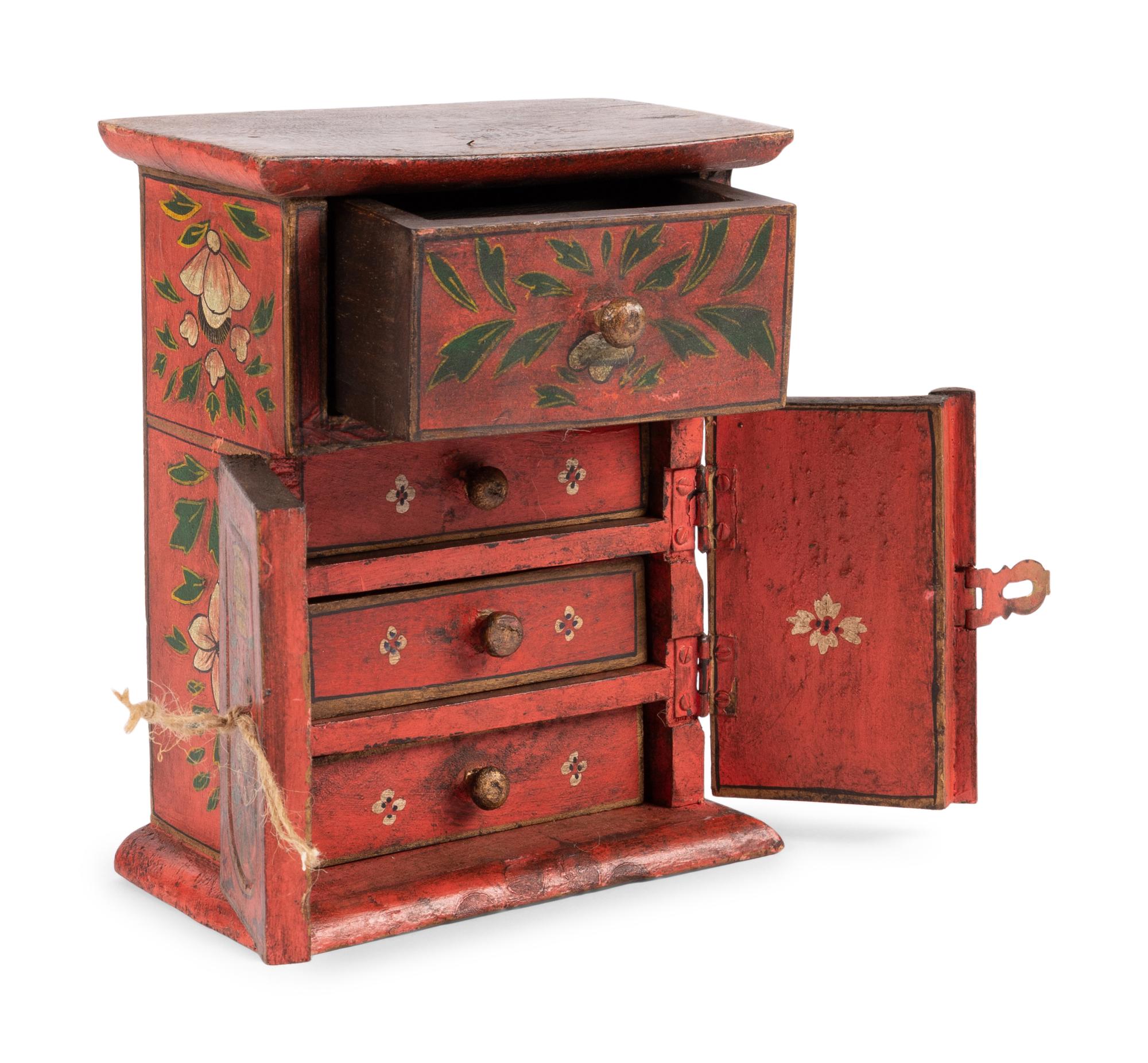 Four Chinese Gilt and Red Painted Articles