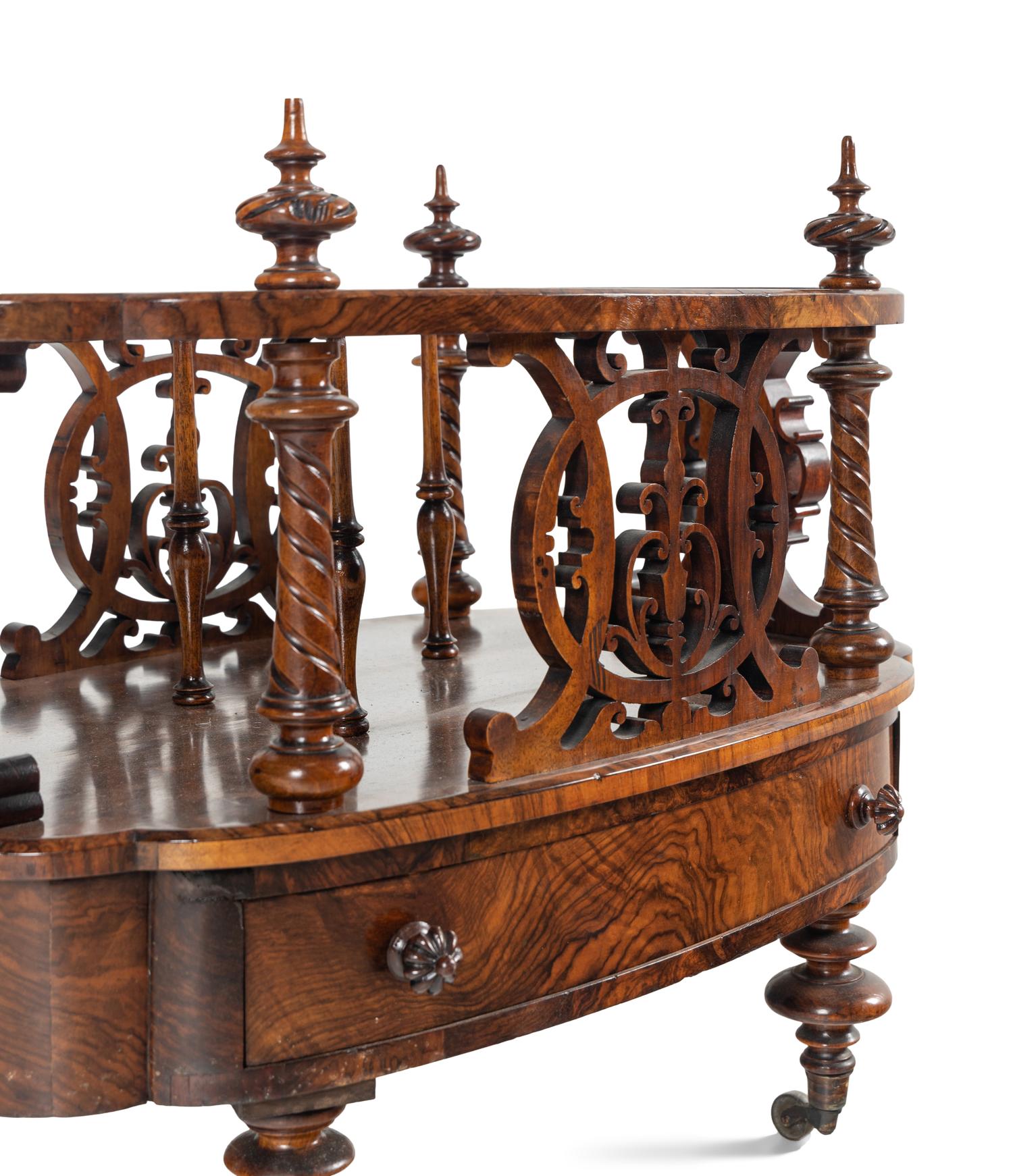 A Victorian Burl Walnut Canterbury